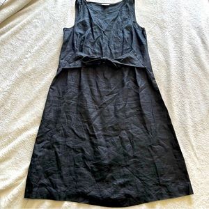 J. Jill Love Linen Tie Front Defined Waist Black Sheath Dress Medium